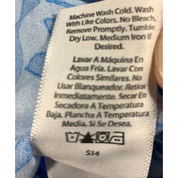 Free Assembly XL Blue Tropical Floral Hawaiian Short Sleeve Button-up Shirt - Picture 6 of 13